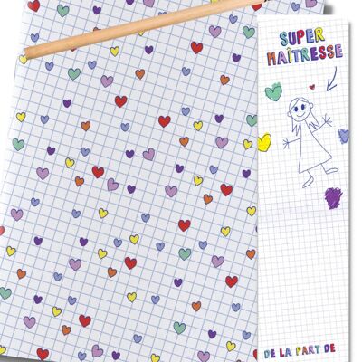 Kit Maîtresse | cahier, crayon et marque-page Super-Maîtresse