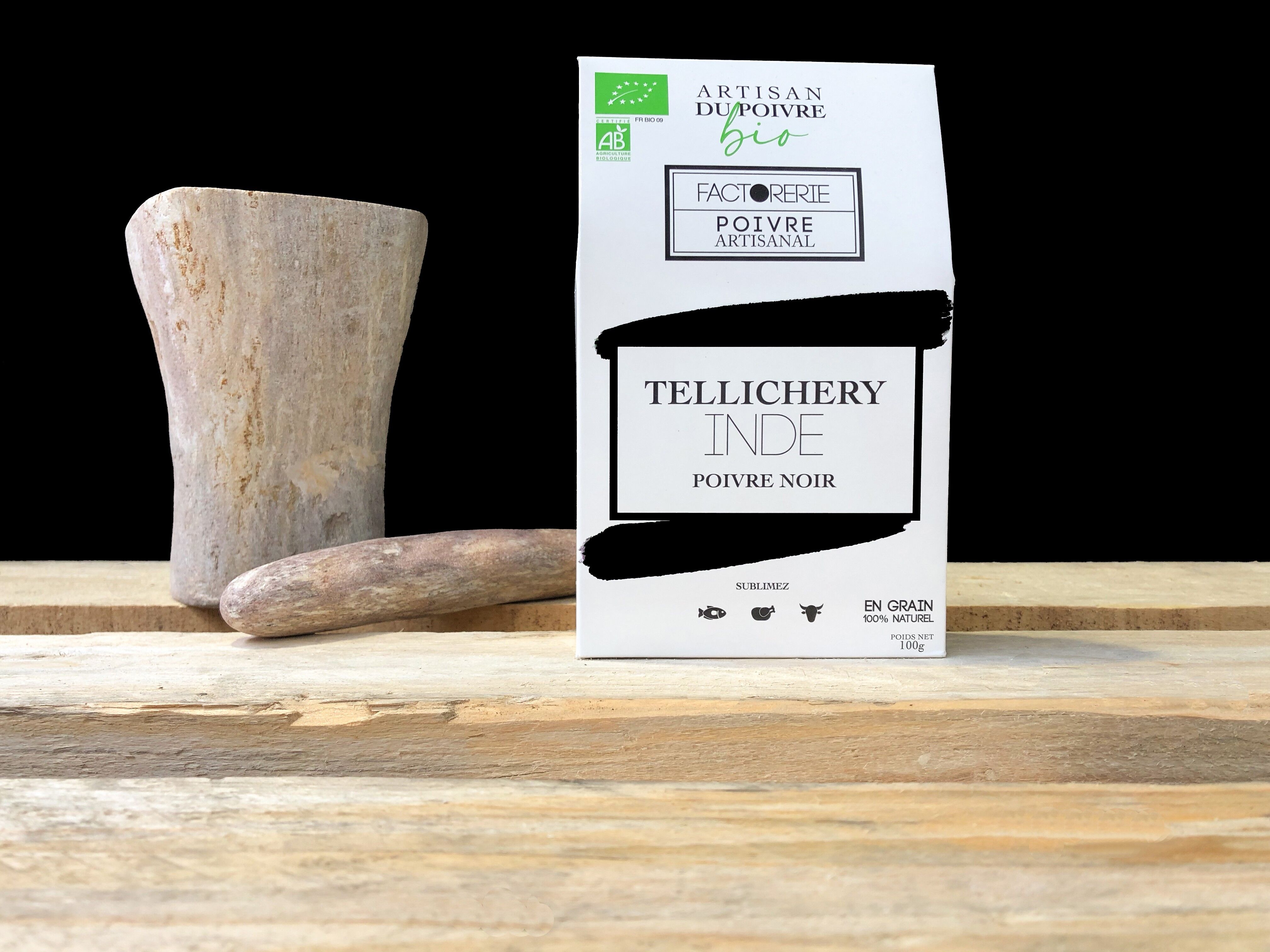 ORGANIC TELLICHERY BLACK PEPPER 100g - INDIEN