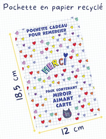 Kit Cadeau Merci Coeurs | Pack Carte + Miroir + Aimant Version Cœurs  | Cadeau pour la maîtresse, la nounou… 3