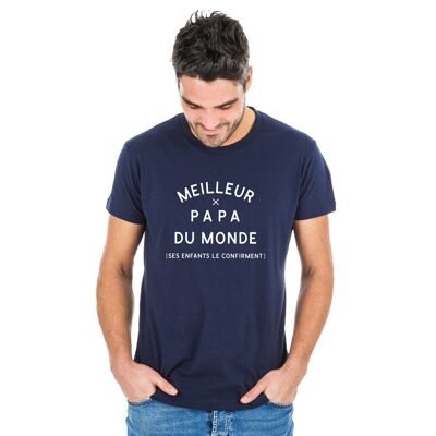 Tshirt navy meilleur papa du monde (ses enfants le confirment) 2 waf