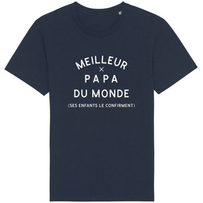 Tshirt navy meilleur papa du monde (ses enfants le confirment) 2 waf