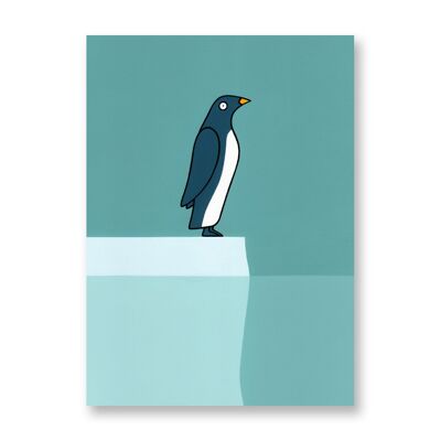 Pingouin regardant à droite - Affiche d'art | Carte de voeux