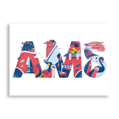 Amsterdam Typografie - Kunstposter | Grußkarte