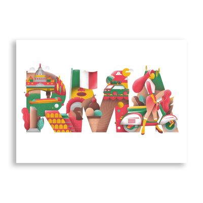 Rome Typography - Art Poster | Greeting Card