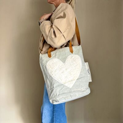 Bolso de cubo con corazón de peluche - bolso de hombro tipo bandolera