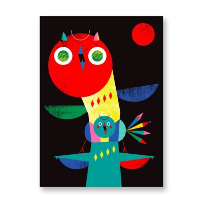 Hibou - Affiche d'art | Carte de voeux