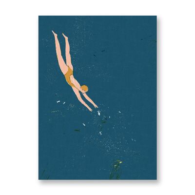 Night swim - Art Poster | Greeting Card