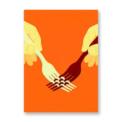 Sharing food - Art Poster | Greeting Card