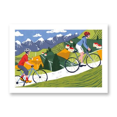 Ciclistas de montaña - Póster de arte | Tarjeta de felicitación