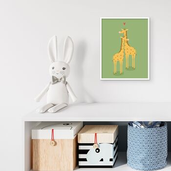 Girafes amoureuses - Affiche d'art | Carte de voeux 2