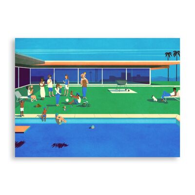 Fête à la piscine - Affiche d'art | Carte de voeux