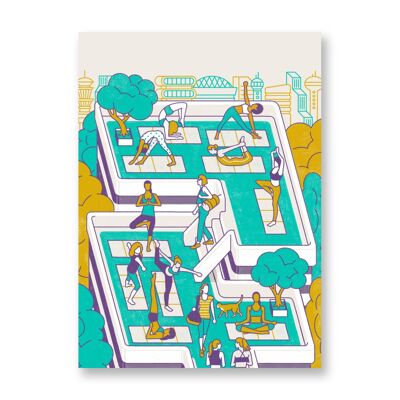 Rooftop yoga - Art Poster | Greeting Card