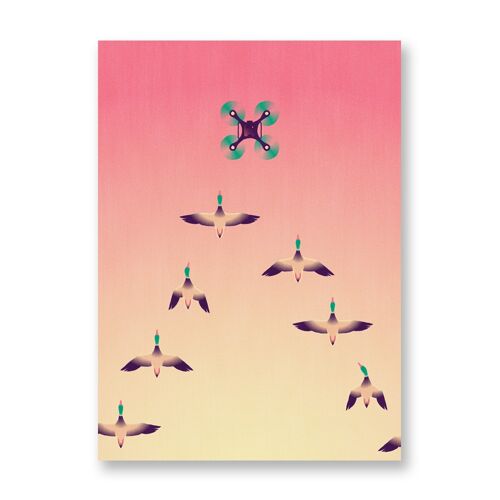 Animalier: a flock of mallards - Art Poster | Greeting Card