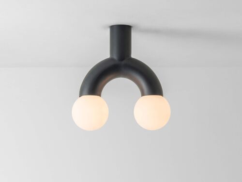 Charcoal Grey Tube Flush Ceiling Light