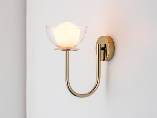 Clear Glass Ribbed Bowl Wall Light