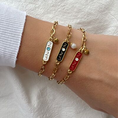 2023 Charm Gold Stainless Steel Chain Bracelets, 2023 Bracelet, New Year Bracelet, Christmas Bracelet, Gift for Her, Made in Greece.