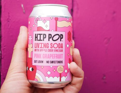 Hip Pop Apple Cider Vinegar (ACV) Soda - Pink Grapefruit - Probiotic & Prebiotic 24 x 330 ml