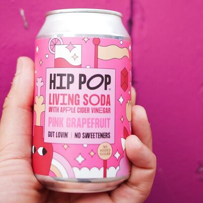 Hip Pop Apple Cider Vinegar (ACV) Soda - Pamplemousse Rose - Probiotique & Prébiotique 24 x 330 ml