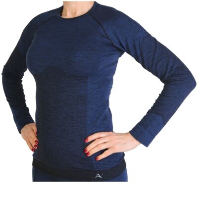 LANA dark blue unisex merino wool thermal top