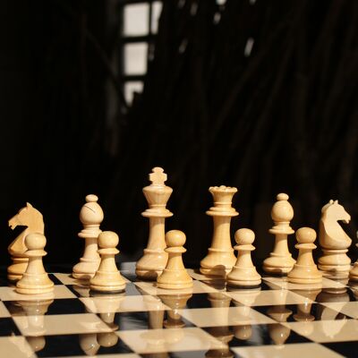 Schachfiguren Staunton Europa Nr. 5 - GLÄNZEND SCHWARZ