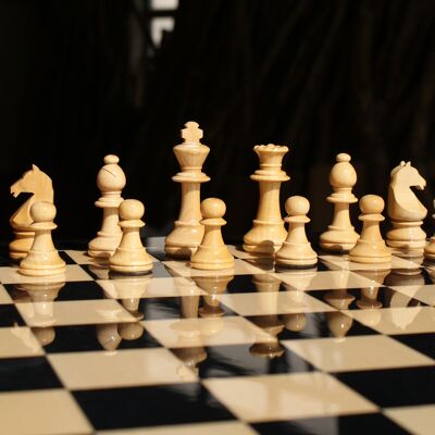 Schachfiguren Staunton Europa Nr. 5 - GLÄNZEND SCHWARZ