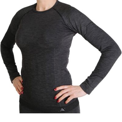 LANA grey unisex merino wool thermal blouse