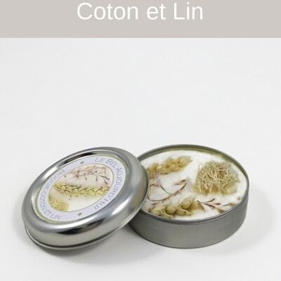 Bougie métal 65g - Parfum Coton et Lin