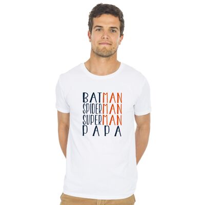 Tshirt blanc superman batman spiderman papa