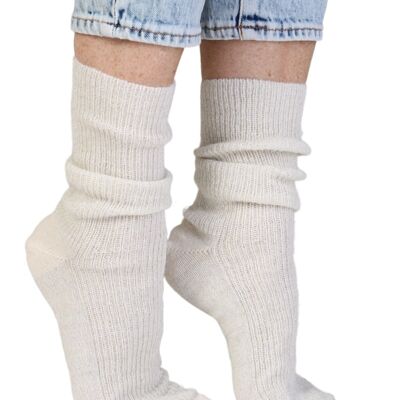 ALPACA WOOL white glittering socks