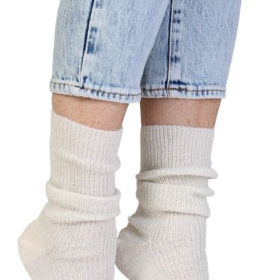 ALPACA WOOL white glittering socks