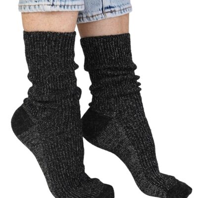 ALPACA WOOL black sparkly socks