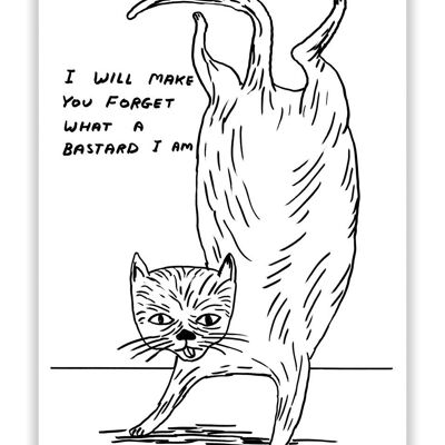 Postcard - Funny A6 Print - Bastard Cat