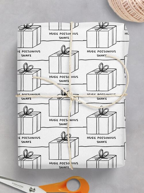 Giftwrap - Funny Wrapping Paper Huge Poisonous Snake **Pack of 2 Sheets Folded**