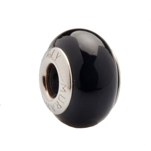Abalorio de Murano y Plata de Ley 925 mm color Negro válido para todas las marcas fabricando en Italia 1,4x0,95 cm - mod 18-146