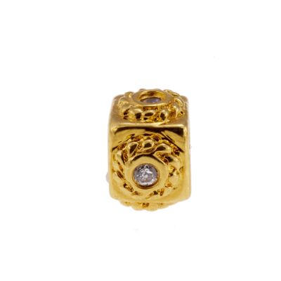 Perlina in Argento 925 mm, placcata Oro e Zirconi Les Charms Paris - mod 62-4