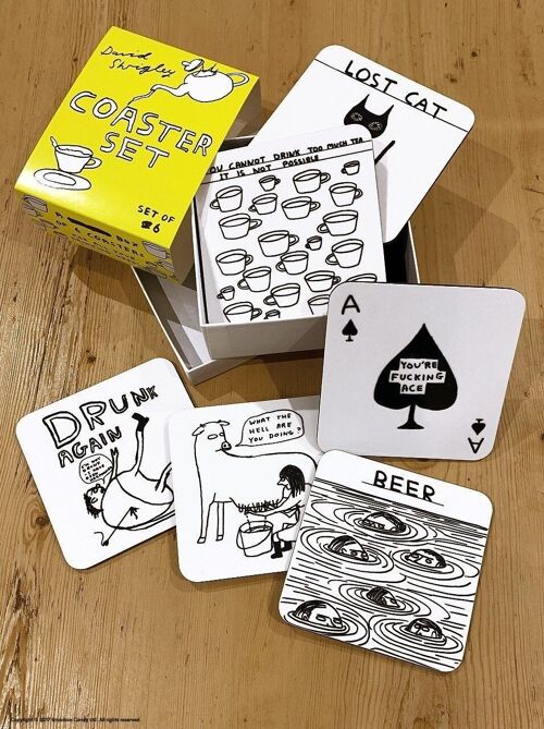 Coasters (Gift Boxed) - Funny Set of Coasters - Pack of 6 Mixed Designs (Set 1)