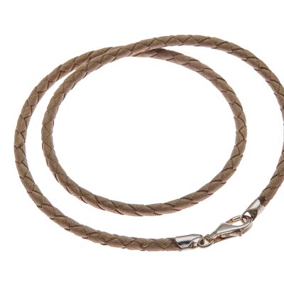 Italian Braided Leather Bracelet Stone Two Turns Silver Clasp 925Mm - mod 60BT-6