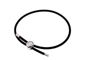 Bracelet Caoutchouc Noir Avec Fermoir Ajustable 925mm 16-20cm - mod ADJ-RB-05