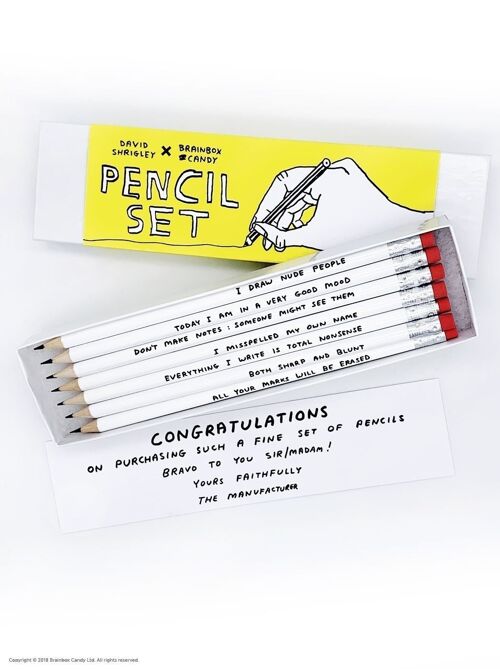 Pencils (Gift Boxed) - Funny Pack of 7 Pencils, Mixed Designs (Set 1)