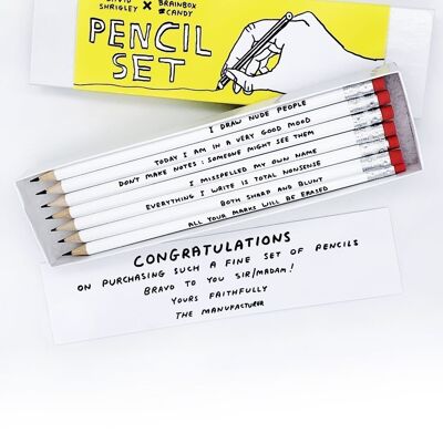 Pencils (Gift Boxed) - Funny Pack of 7 Pencils, Mixed Designs (Set 1)