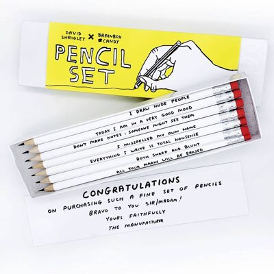 Pencils (Gift Boxed) - Funny Pack of 7 Pencils, Mixed Designs (Set 1)