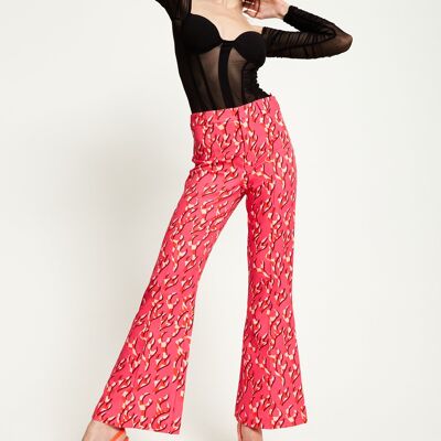 PANTALÓN ACAMPANADO DE CONJUNTO COLORES EN CONTRARIO ROSA LLAMA DE HOUSE OF HOLLAND