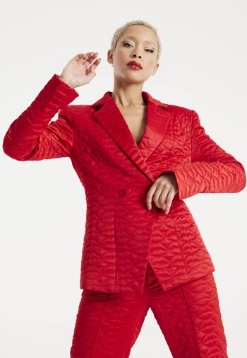 HOUSE OF HOLLAND BLAZER DE COSTUME COEUR MATELASSÉ ROUGE 1