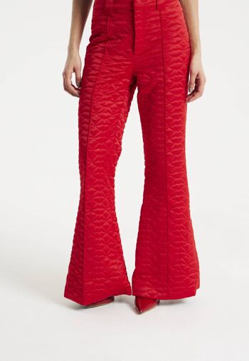 HOUSE OF HOLLAND PANTALON DE COSTUME COEUR MATELASSÉ ROUGE AVEC FENTE 4