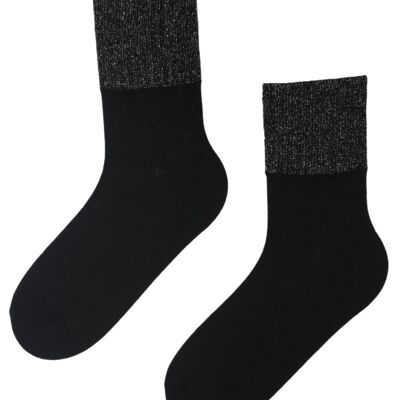 Calcetines negros de LANA DE ALPACA con borde brillante