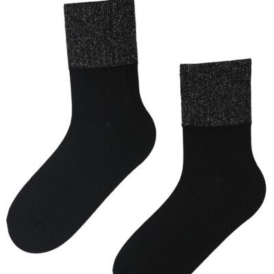 Schwarze Socken aus ALPAKAWOLLE mit Glitzerkante