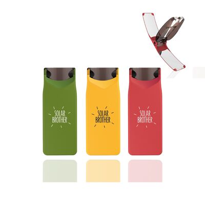 12 x SUNCASE GEAR® Solar Lighters Green/Yellow/Red
