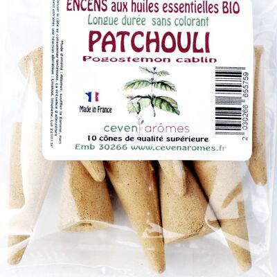 PATCHOULI incense cones with organic essential oils