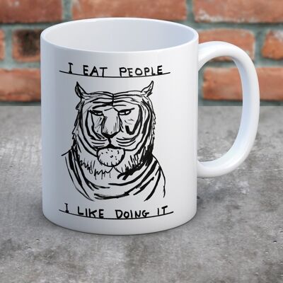 Tasse (in Geschenkbox) – lustiges Geschenk – „I Eat People“.