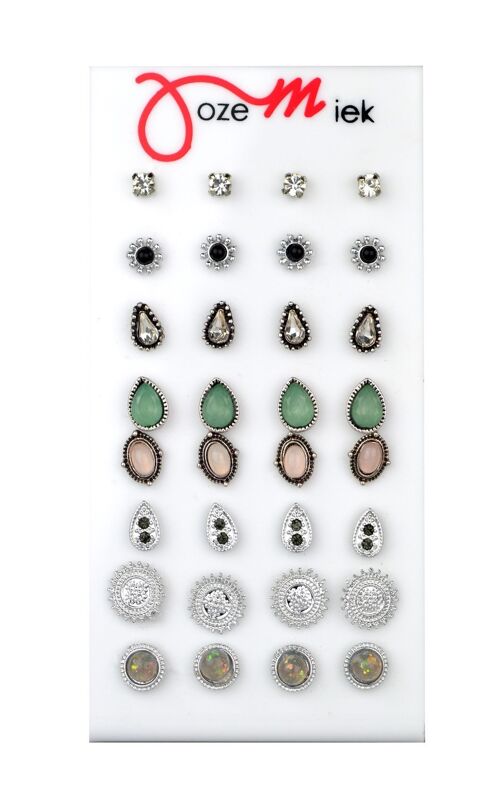 VINTAGE studs SILVER (16 paar) incl. gratis display